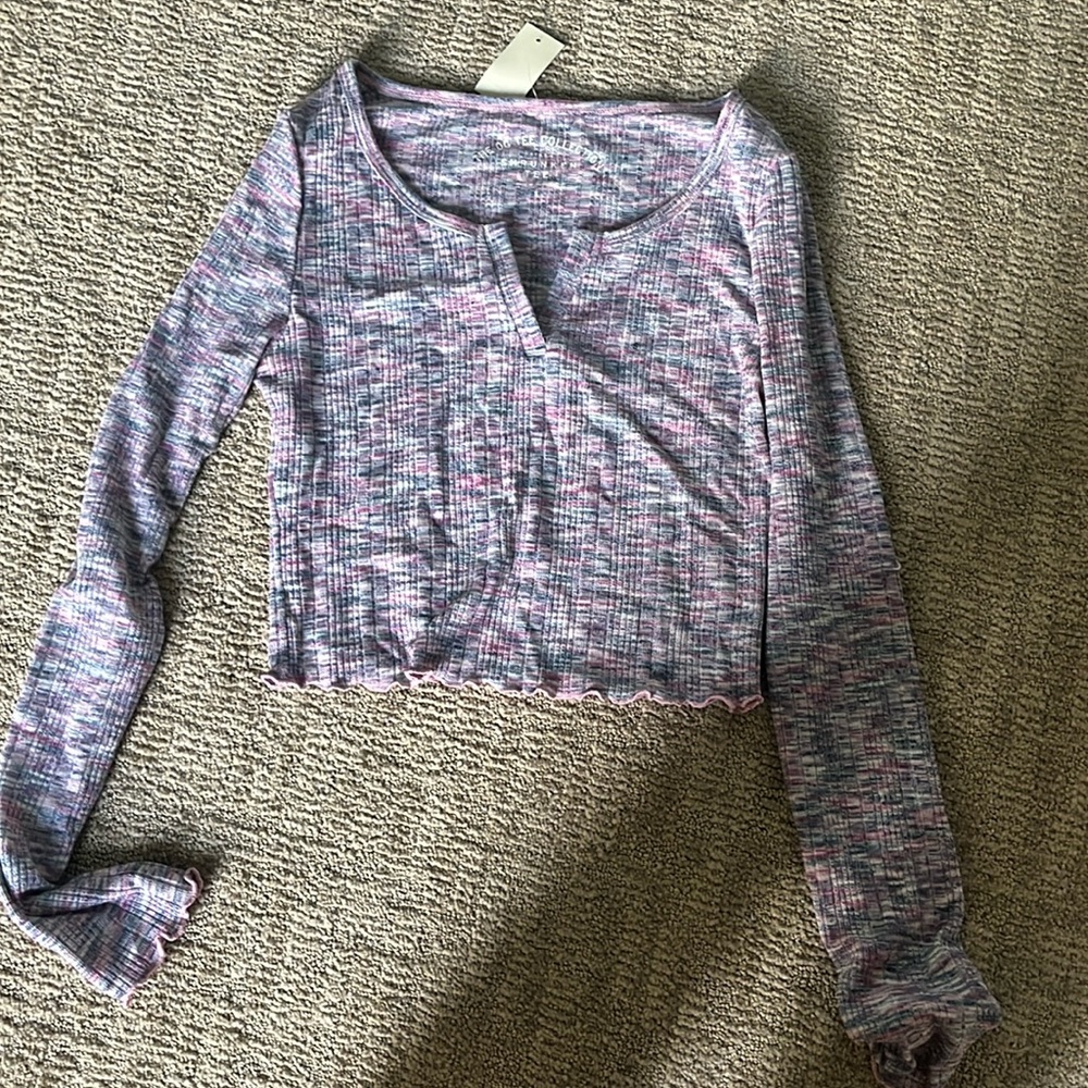 Purple long sleeved crop top